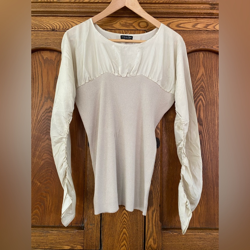 Bitte Kai Rand L unique top sweater blouse champagne tan beige silk cashmere